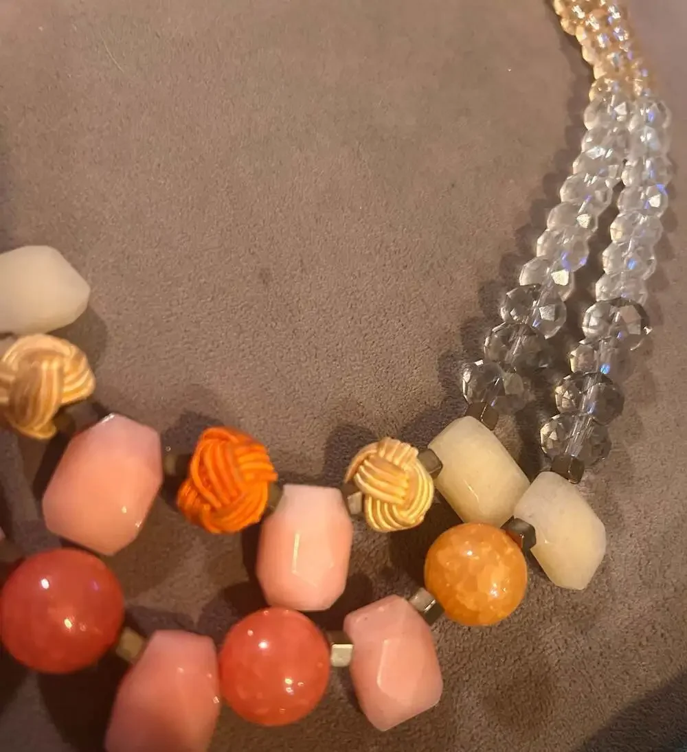 Loft Multi-Strand Statement Necklace with Mixed Beads and Knotted Accents